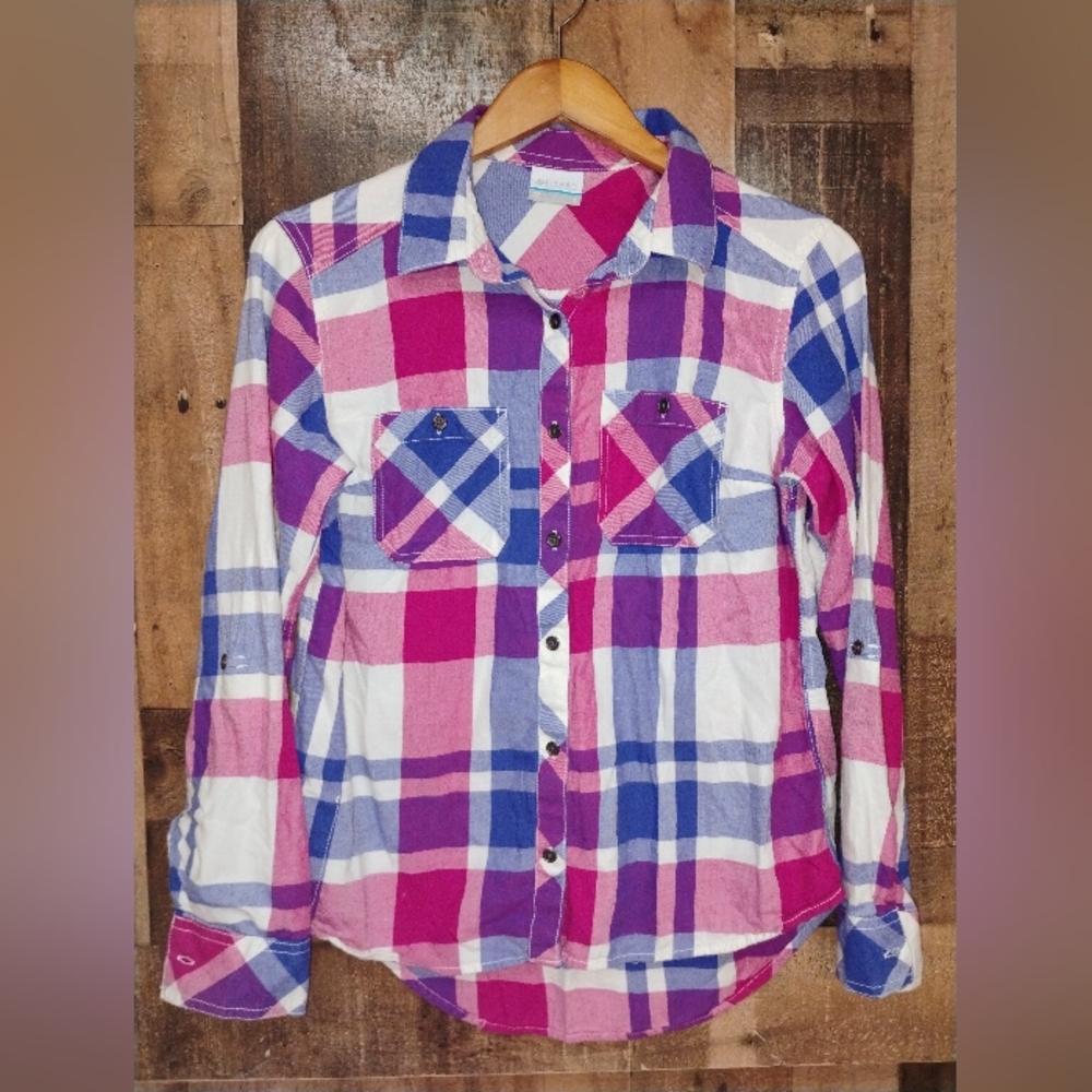 Columbia Women's Flannel Plaid Button-Up Shirt Size Small